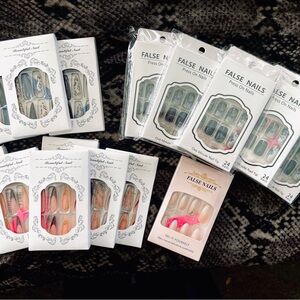 SHEIN 16 NIB Assorted Press-On Nail Sets in Pink, Nude, Black,Blue,bulk purchase